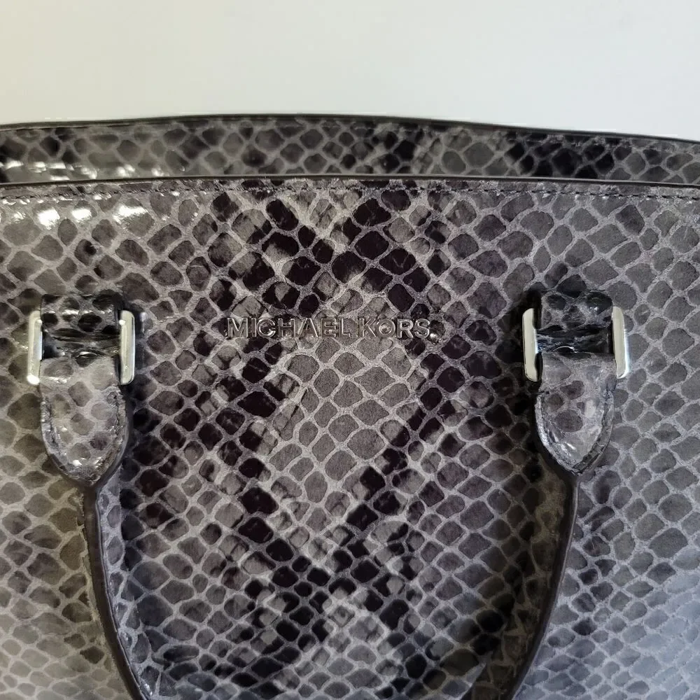 Michael Michael Kors Grey Snake Embossed Leather Medium Selma Tote